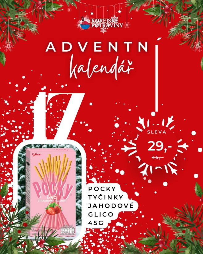 🎄✨ Sedmnácté adventní okénko je otevřeno! 1️⃣7️⃣🎁 A dnes tu máme sladkou japonskou dobrotu — Pocky tyčinky jahodové Glico...