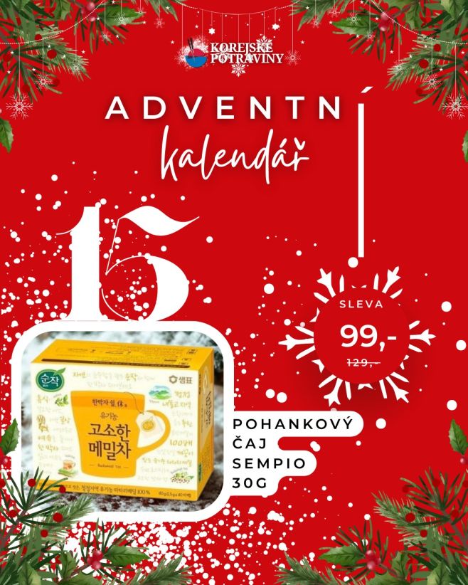 🎄✨ Patnácté adventní okénko je tu! 1️⃣5️⃣🎁 A dnes nás zahřeje jemná a zdravá klasika — Pohankový čaj Sempio 30 g 🌾☕💛 Bez...
