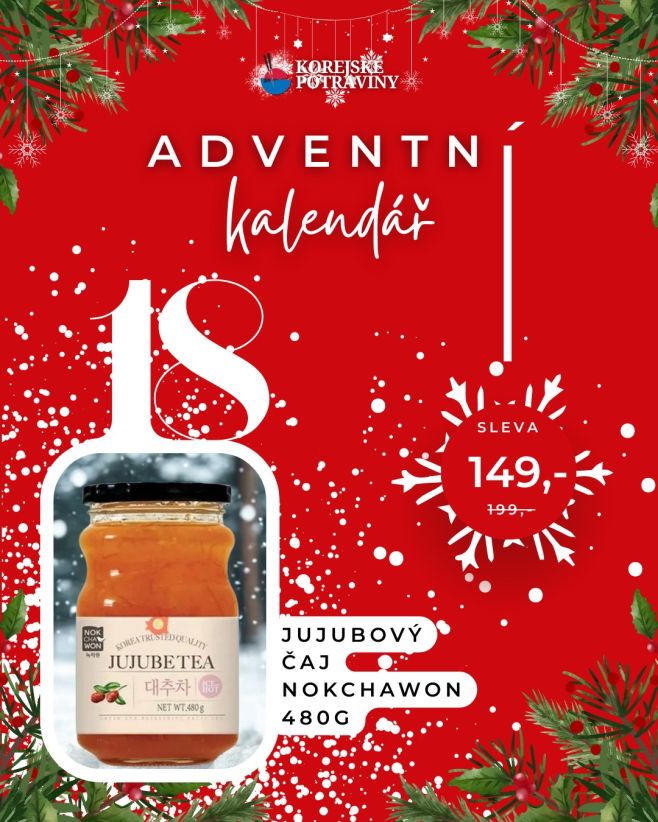 🎄✨ Osmnácté adventní okénko je tu! 1️⃣8️⃣🎁 A dnes nás zahřeje a potěší sladce ovocná klasika — Jujubový čaj Nokchawon 480...